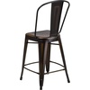 image:imageFlash Furniture Commercial Grade 24 High Black Metal IndoorOutdoor Counter Height Stool with Removable BackCopper