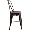 image:imageFlash Furniture Commercial Grade 24 High Black Metal IndoorOutdoor Counter Height Stool with Removable BackCopper