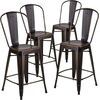 image:imageFlash Furniture Commercial Grade 24 High Black Metal IndoorOutdoor Counter Height Stool with Removable BackCopper