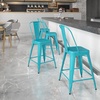 image:imageFlash Furniture Commercial Grade 24 High Black Metal IndoorOutdoor Counter Height Stool with Removable BackCrystal Tealblue