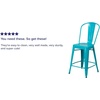 image:imageFlash Furniture Commercial Grade 24 High Black Metal IndoorOutdoor Counter Height Stool with Removable BackCrystal Tealblue