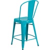 image:imageFlash Furniture Commercial Grade 24 High Black Metal IndoorOutdoor Counter Height Stool with Removable BackCrystal Tealblue
