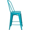 image:imageFlash Furniture Commercial Grade 24 High Black Metal IndoorOutdoor Counter Height Stool with Removable BackCrystal Tealblue