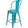 image:imageFlash Furniture Commercial Grade 24 High Black Metal IndoorOutdoor Counter Height Stool with Removable BackCrystal Tealblue
