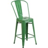 image:imageFlash Furniture Commercial Grade 24 High Black Metal IndoorOutdoor Counter Height Stool with Removable BackGreen