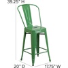 image:imageFlash Furniture Commercial Grade 24 High Black Metal IndoorOutdoor Counter Height Stool with Removable BackGreen