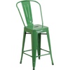 image:imageFlash Furniture Commercial Grade 24 High Black Metal IndoorOutdoor Counter Height Stool with Removable BackGreen