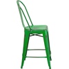 image:imageFlash Furniture Commercial Grade 24 High Black Metal IndoorOutdoor Counter Height Stool with Removable BackGreen