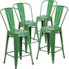 image:imageFlash Furniture Commercial Grade 24 High Black Metal IndoorOutdoor Counter Height Stool with Removable BackGreen