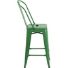 image:imageFlash Furniture Commercial Grade 24 High Black Metal IndoorOutdoor Counter Height Stool with Removable BackGreen