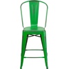image:imageFlash Furniture Commercial Grade 24 High Black Metal IndoorOutdoor Counter Height Stool with Removable BackGreen