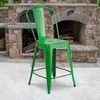 image:imageFlash Furniture Commercial Grade 24 High Black Metal IndoorOutdoor Counter Height Stool with Removable BackGreen