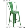 image:imageFlash Furniture Commercial Grade 24 High Black Metal IndoorOutdoor Counter Height Stool with Removable BackGreen