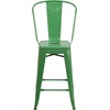 image:imageFlash Furniture Commercial Grade 24 High Black Metal IndoorOutdoor Counter Height Stool with Removable BackGreen