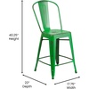 image:imageFlash Furniture Commercial Grade 24 High Black Metal IndoorOutdoor Counter Height Stool with Removable BackGreen