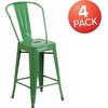image:imageFlash Furniture Commercial Grade 24 High Black Metal IndoorOutdoor Counter Height Stool with Removable BackGreen