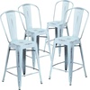 image:imageFlash Furniture Commercial Grade 24 High Black Metal IndoorOutdoor Counter Height Stool with Removable BackGreenblue