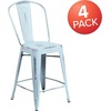 image:imageFlash Furniture Commercial Grade 24 High Black Metal IndoorOutdoor Counter Height Stool with Removable BackGreenblue