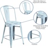 image:imageFlash Furniture Commercial Grade 24 High Black Metal IndoorOutdoor Counter Height Stool with Removable BackGreenblue