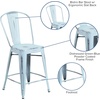 image:imageFlash Furniture Commercial Grade 24 High Black Metal IndoorOutdoor Counter Height Stool with Removable BackGreenblue