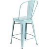 image:imageFlash Furniture Commercial Grade 24 High Black Metal IndoorOutdoor Counter Height Stool with Removable BackGreenblue