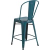 image:imageFlash Furniture Commercial Grade 24 High Black Metal IndoorOutdoor Counter Height Stool with Removable BackKelly Blueteal