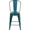 image:imageFlash Furniture Commercial Grade 24 High Black Metal IndoorOutdoor Counter Height Stool with Removable BackKelly Blueteal