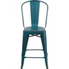 image:imageFlash Furniture Commercial Grade 24 High Black Metal IndoorOutdoor Counter Height Stool with Removable BackKelly Blueteal