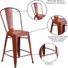 image:imageFlash Furniture Commercial Grade 24 High Black Metal IndoorOutdoor Counter Height Stool with Removable BackKelly Red