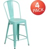 image:imageFlash Furniture Commercial Grade 24 High Black Metal IndoorOutdoor Counter Height Stool with Removable BackMint Green
