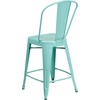 image:imageFlash Furniture Commercial Grade 24 High Black Metal IndoorOutdoor Counter Height Stool with Removable BackMint Green
