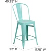 image:imageFlash Furniture Commercial Grade 24 High Black Metal IndoorOutdoor Counter Height Stool with Removable BackMint Green