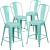 image:imageFlash Furniture Commercial Grade 24 High Black Metal IndoorOutdoor Counter Height Stool with Removable BackMint Green