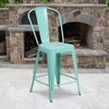 image:imageFlash Furniture Commercial Grade 24 High Black Metal IndoorOutdoor Counter Height Stool with Removable BackMint Green