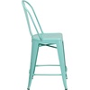 image:imageFlash Furniture Commercial Grade 24 High Black Metal IndoorOutdoor Counter Height Stool with Removable BackMint Green