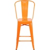 image:imageFlash Furniture Commercial Grade 24 High Black Metal IndoorOutdoor Counter Height Stool with Removable BackOrange