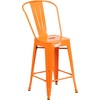 image:imageFlash Furniture Commercial Grade 24 High Black Metal IndoorOutdoor Counter Height Stool with Removable BackOrange