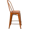 image:imageFlash Furniture Commercial Grade 24 High Black Metal IndoorOutdoor Counter Height Stool with Removable BackOrange