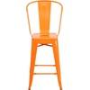 image:imageFlash Furniture Commercial Grade 24 High Black Metal IndoorOutdoor Counter Height Stool with Removable BackOrange