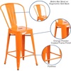 image:imageFlash Furniture Commercial Grade 24 High Black Metal IndoorOutdoor Counter Height Stool with Removable BackOrange