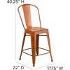 image:imageFlash Furniture Commercial Grade 24 High Black Metal IndoorOutdoor Counter Height Stool with Removable BackOrange