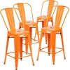 image:imageFlash Furniture Commercial Grade 24 High Black Metal IndoorOutdoor Counter Height Stool with Removable BackOrange