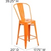 image:imageFlash Furniture Commercial Grade 24 High Black Metal IndoorOutdoor Counter Height Stool with Removable BackOrange