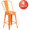 image:imageFlash Furniture Commercial Grade 24 High Black Metal IndoorOutdoor Counter Height Stool with Removable BackOrange