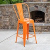 image:imageFlash Furniture Commercial Grade 24 High Black Metal IndoorOutdoor Counter Height Stool with Removable BackOrange