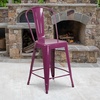 image:imageFlash Furniture Commercial Grade 24 High Black Metal IndoorOutdoor Counter Height Stool with Removable BackPurple