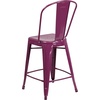 image:imageFlash Furniture Commercial Grade 24 High Black Metal IndoorOutdoor Counter Height Stool with Removable BackPurple