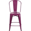 image:imageFlash Furniture Commercial Grade 24 High Black Metal IndoorOutdoor Counter Height Stool with Removable BackPurple