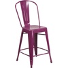 image:imageFlash Furniture Commercial Grade 24 High Black Metal IndoorOutdoor Counter Height Stool with Removable BackPurple