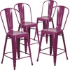 image:imageFlash Furniture Commercial Grade 24 High Black Metal IndoorOutdoor Counter Height Stool with Removable BackPurple